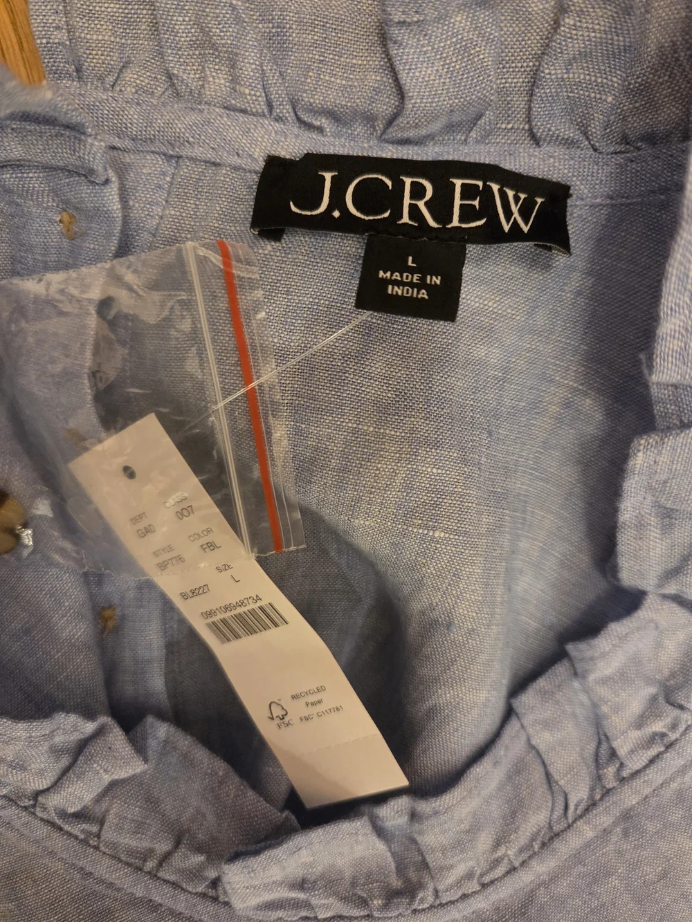 J. Crew Light Blue Linen Top